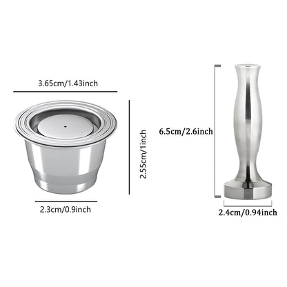 Stainless Steel Nespresso Refillable Coffee Capsule Coffee Tamper Reusable Coffee Pod Coffeeware Accessories For Barista
