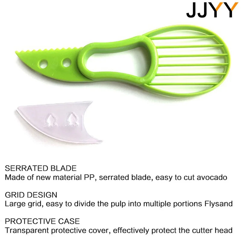 JJYY 3 In 1 Avocado Slicer Shea Corer Butter Fruit Peeler Cutter Pulp Separator Plastic Knife Kitchen Vegetable Tools