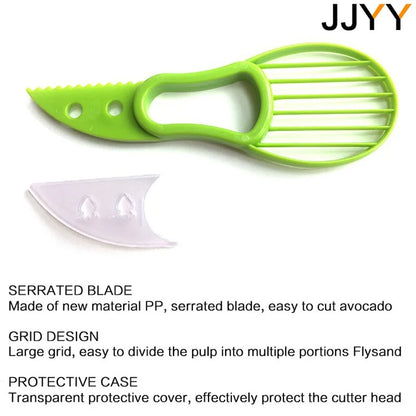 JJYY 3 In 1 Avocado Slicer Shea Corer Butter Fruit Peeler Cutter Pulp Separator Plastic Knife Kitchen Vegetable Tools