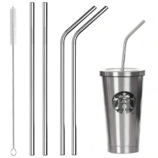 Metal Straws Stainless Steel Straws, Drinking Straws for 20/30 Oz Yeti RTIC SIC Ozark Trail Tumblers (2 Straight|2 Bent|1 Brush)