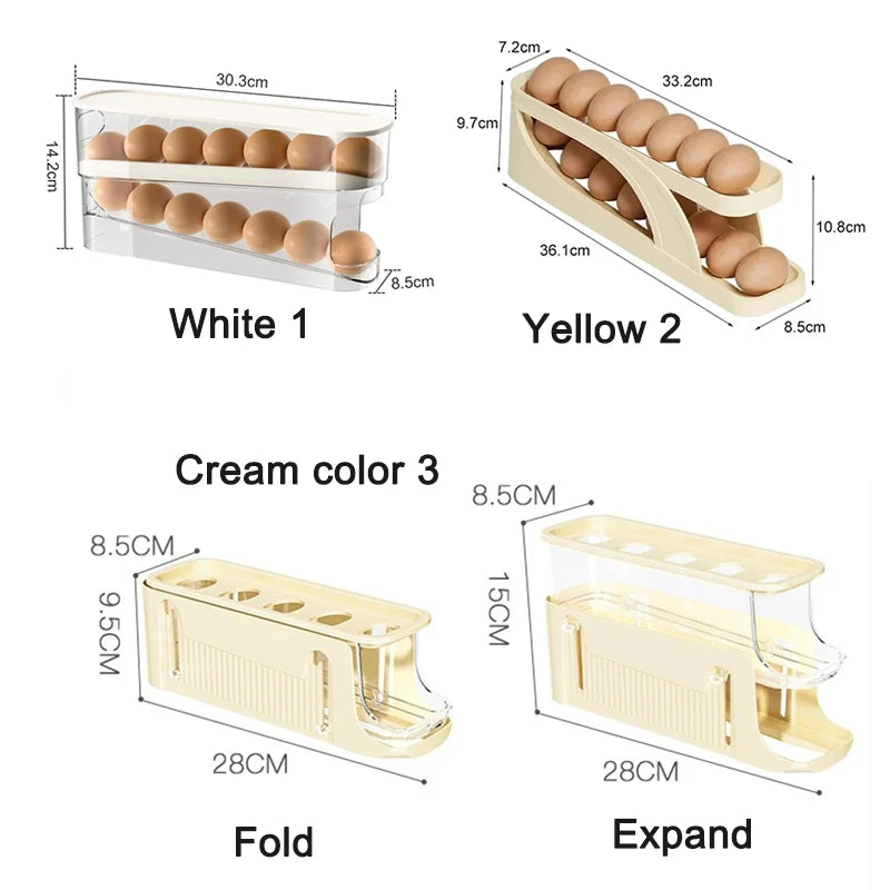 Automatic Scrolling Refrigerator Egg Storage Box - Large Capacity