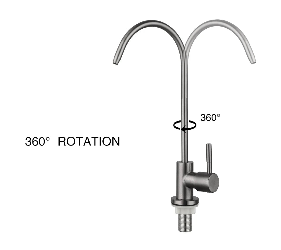 1/4"Kitchen Filtered Faucet Stainless Steel Direct Purifier Direct Drinking Tap Single Cold Water Sink Faucet Black/Brushed