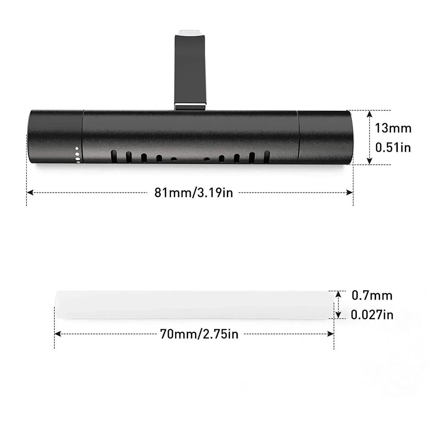 Custom Vent Clip Cylindrical Essential Oil Diffuser Vent Clip with 10 Refill Sticks