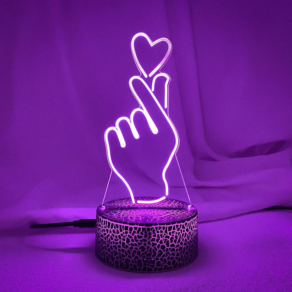 Newest Kid Light Night 3D LED Night Light Creative Table Bedside Lamp Romantic than heart light Kids Gril Home Decoration Gift