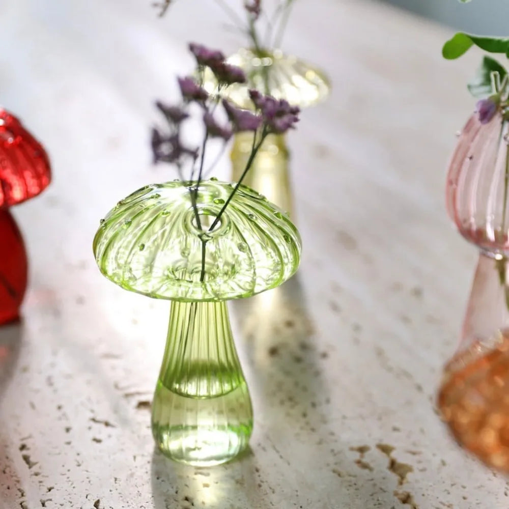 Mushroom Glass Vase Aromatherapy Bottle Home Small Vase Hydroponic Flower Pot