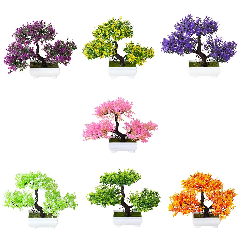 Artificial Plastic Bonsai Tree in Small Pot for Home Decoration