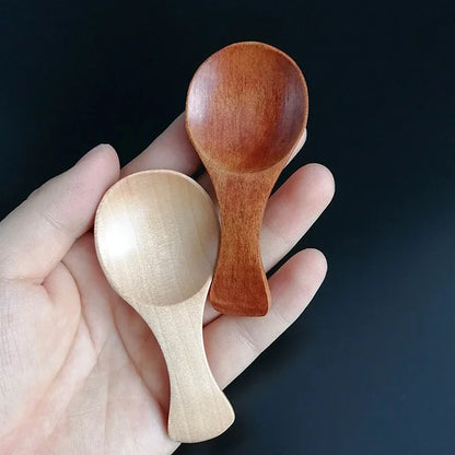 4Pcs Mini Wooden Spoons Small Kitchen Spice Condiment Spoon Sugar Tea Coffee Scoop Short Handle Wood