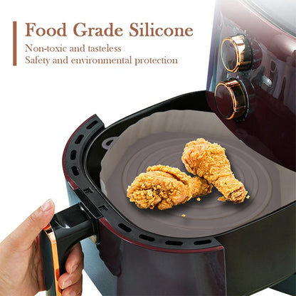 1/2/3PCS Reusable Airfryer Silicone Basket Pizza Fried Chicken Grill Pan Mat | Air Fryer Silicone Pot Oven Baking Tray