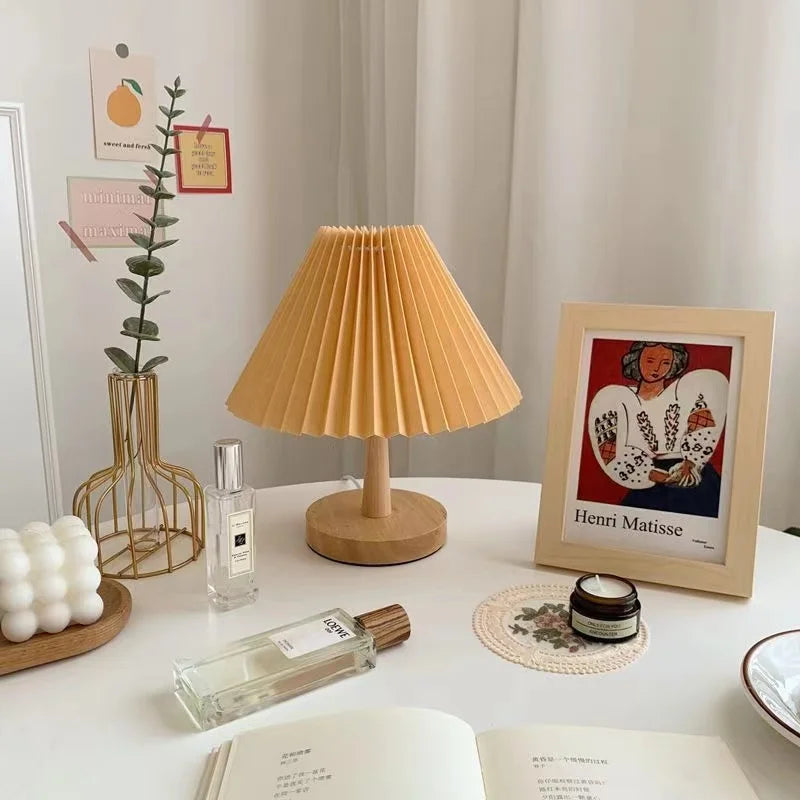 Nordic Pleated Table Lamp 1 DIY Foldable 5V USB 220V Art Atmosphere Bedroom Bedside Night Light Home Decorate