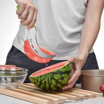 Watermelon Slicer Cutter Stainless Steel Non-slip Plastic Wrap Handle Cantaloupe Kitchen Fruit Cutting Tool