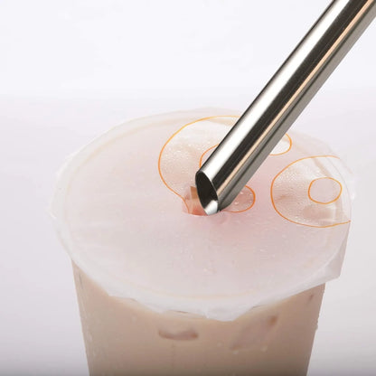 2 Pcs Jumbo Reusable Boba Straws, 0.5" Wide Stainless Steel Metal Straws for Bubble Tea/Tapioca Pearl