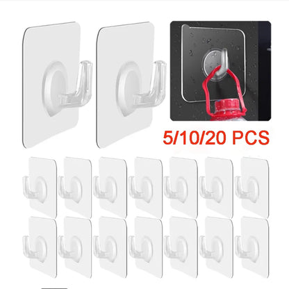 5/10/20Pcs Self-adhesive Sticky hook Transparent door wall hook