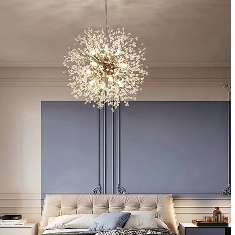 Modern Sky Star Fireball Crystal Pendant LED Lighting Dandelion Restaurant Living Room Pendant Bar Art Danish Luminaire