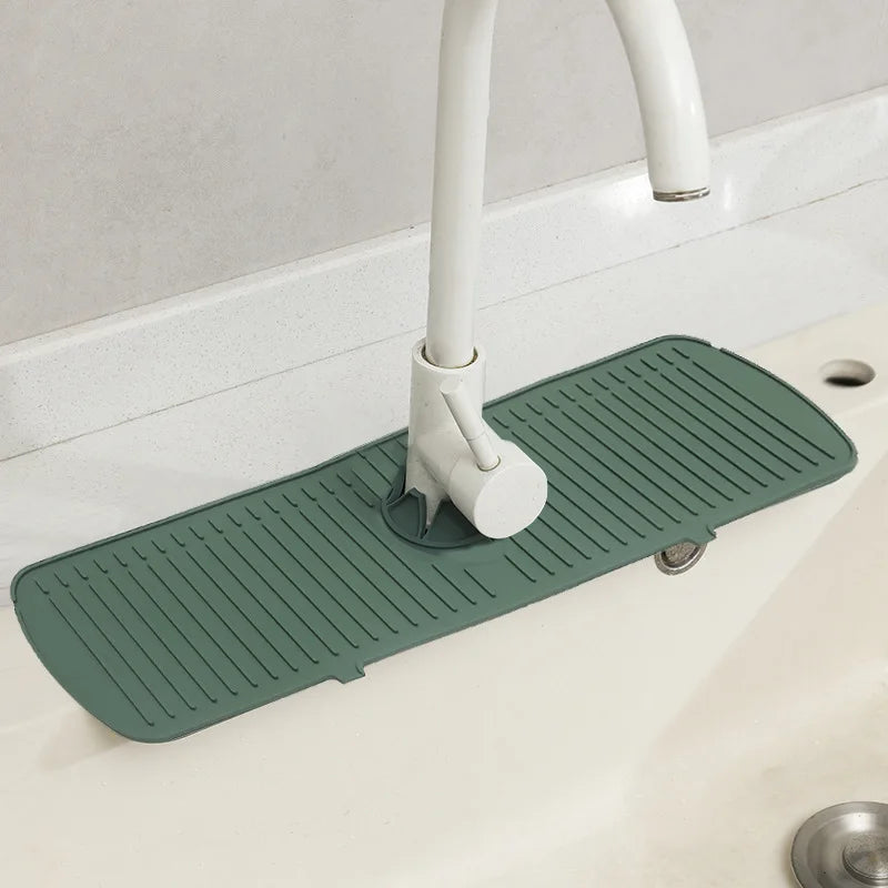 Silicone Kitchen Faucet Splash Pad | Sink Faucet Splash Guard Mat & Drain Rack Protector